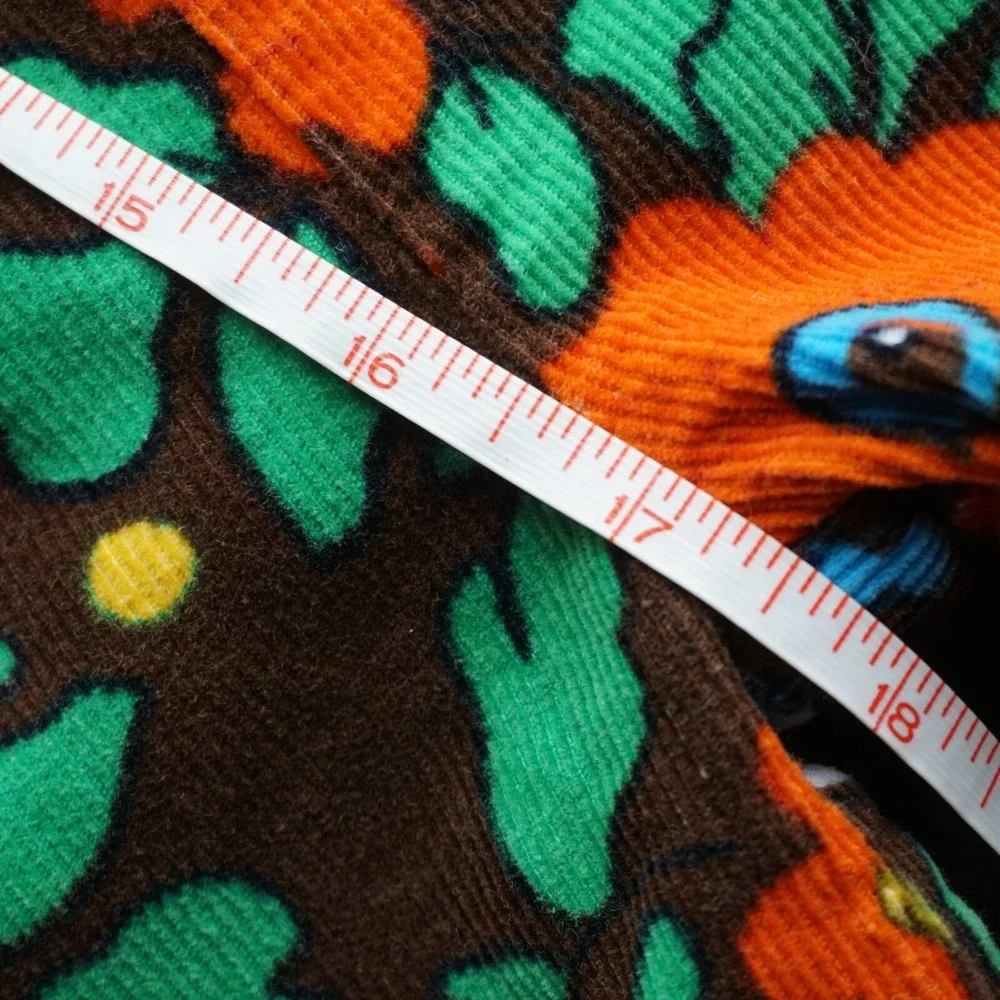 Rugged‎ Bear Floral Corduroy Romper Baby 24 Months Brown Orange Retro